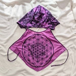 Raver Crop Top Hoodie Open Back Sacred Geometry